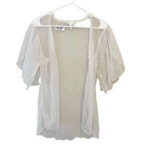 Seductive Wear White Sheer Topper Jacket M Women Lace Coquette Cottagecore Fairy